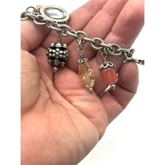 Brighton Bella Vita Rose Heart Charm Bracelet Retired Vintage - Picture 4 of 5